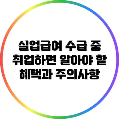 실업급여 수급 중 취업하면 알아야 할 혜택과 주의사항