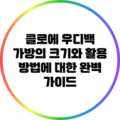 클로에 우디백 가방의 크기와 활용 방법에 대한 완벽 가이드