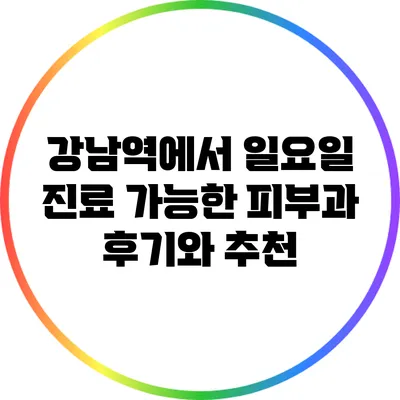 강남역에서 일요일 진료 가능한 피부과 후기와 추천