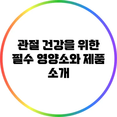 관절 건강을 위한 필수 영양소와 제품 소개