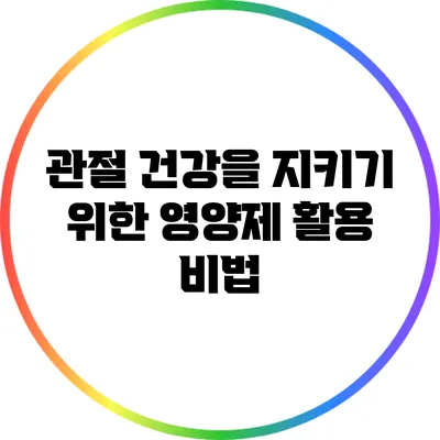 관절 건강을 지키기 위한 영양제 활용 비법