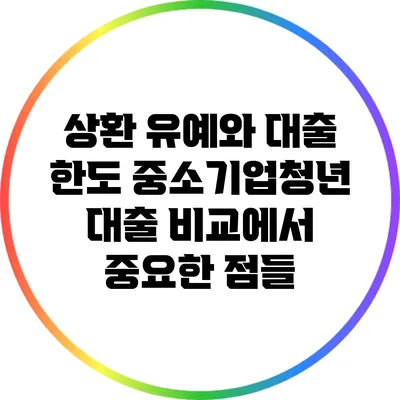 상환 유예와 대출 한도: 중소기업청년 대출 비교에서 중요한 점들