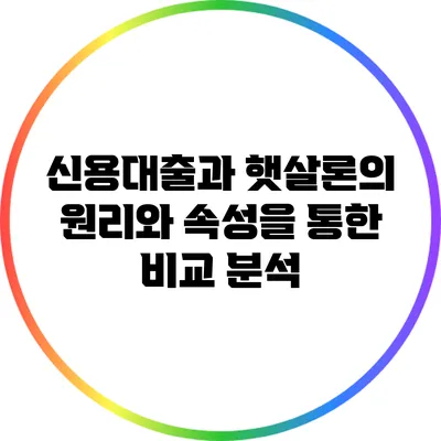 신용대출과 햇살론의 원리와 속성을 통한 비교 분석