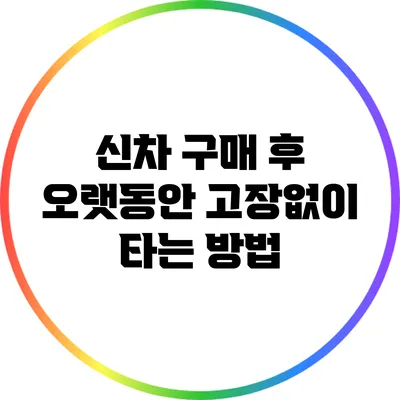 신차 구매 후 오랫동안 고장없이 타는 방법