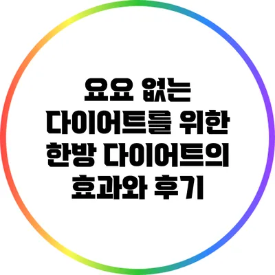 요요 없는 다이어트를 위한 한방 다이어트의 효과와 후기