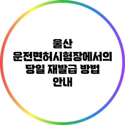 울산 운전면허시험장에서의 당일 재발급 방법 안내