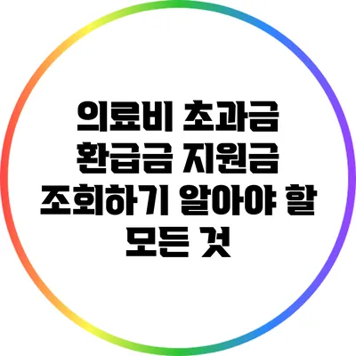 의료비 초과금 환급금 지원금 조회하기: 알아야 할 모든 것