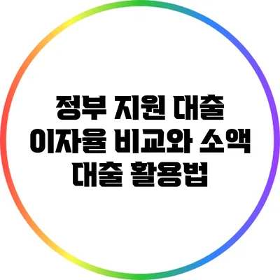 정부 지원 대출 이자율 비교와 소액 대출 활용법
