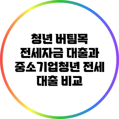 청년 버팀목 전세자금 대출과 중소기업청년 전세 대출 비교