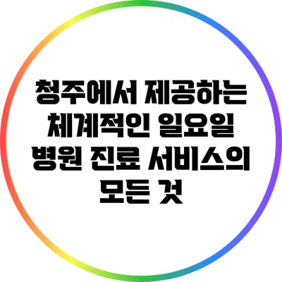 청주에서 제공하는 체계적인 일요일 병원 진료 서비스의 모든 것