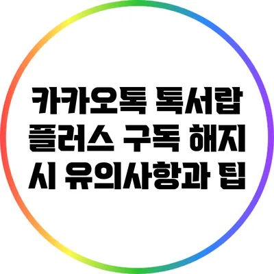 카카오톡 톡서랍 플러스 구독 해지 시 유의사항과 팁