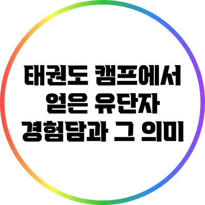 태권도 캠프에서 얻은 유단자 경험담과 그 의미