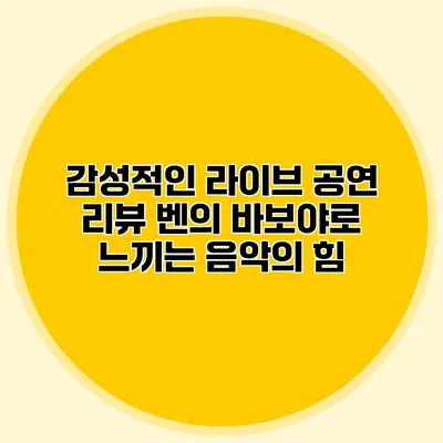 감성적인 라이브 공연 리뷰: 벤의 바보야로 느끼는 음악의 힘