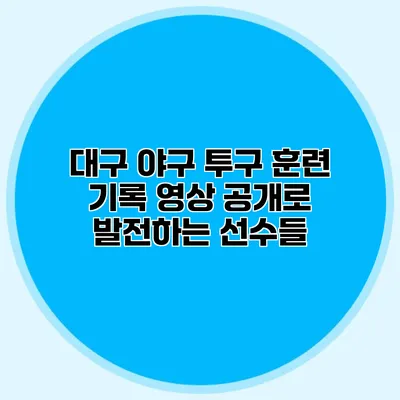 대구 야구 투구 훈련 기록 영상 공개로 발전하는 선수들