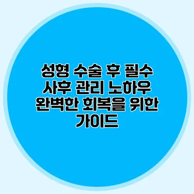 성형 수술 후 필수 사후 관리 노하우: 완벽한 회복을 위한 가이드