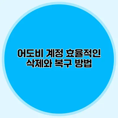 어도비 계정 효율적인 삭제와 복구 방법