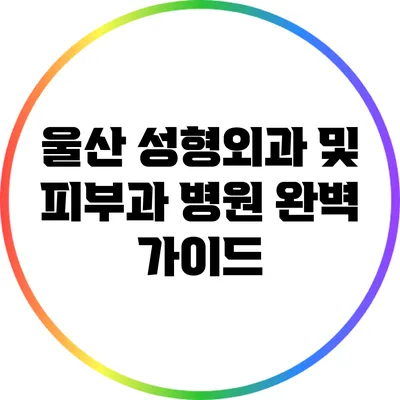 울산 성형외과 및 피부과 병원 완벽 가이드