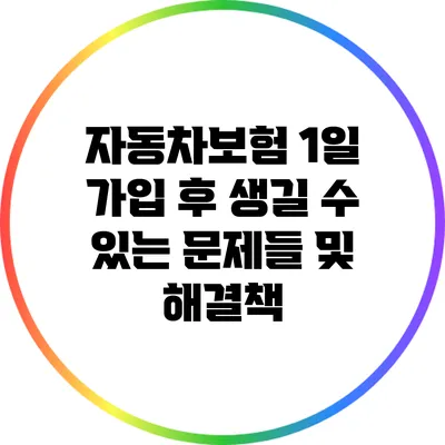 자동차보험 1일 가입 후 생길 수 있는 문제들 및 해결책