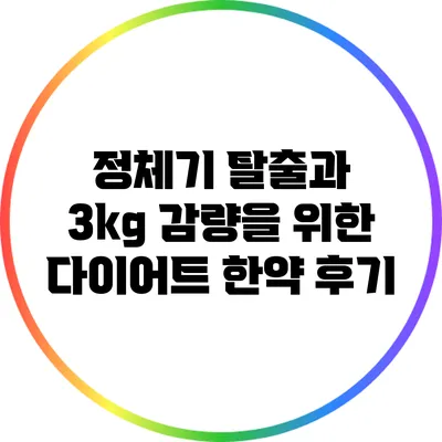 정체기 탈출과 3kg 감량을 위한 다이어트 한약 후기