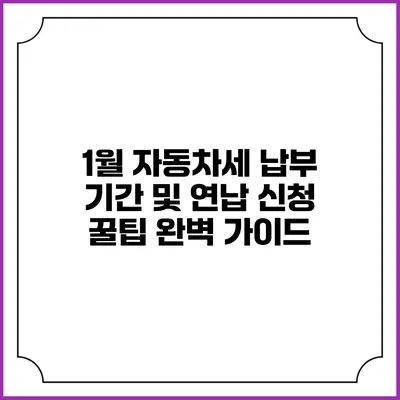 1월 자동차세 납부 기간 및 연납 신청 꿀팁 완벽 가이드