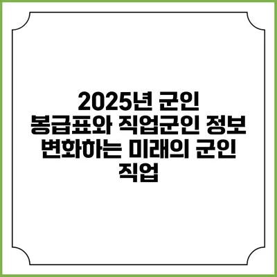 2025년 군인 봉급표와 직업군인 정보: 변화하는 미래의 군인 직업