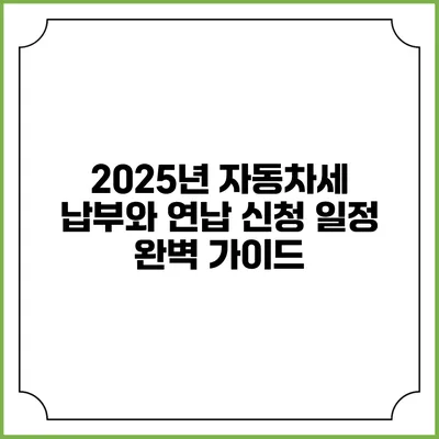 2025년 자동차세 납부와 연납 신청 일정 완벽 가이드