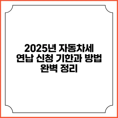 2025년 자동차세 연납 신청 기한과 방법 완벽 정리