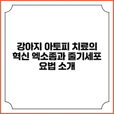 강아지 아토피 치료의 혁신: 엑소좀과 줄기세포 요법 소개