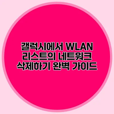 갤럭시에서 WLAN 리스트의 네트워크 삭제하기: 완벽 가이드