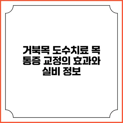 거북목 도수치료: 목 통증 교정의 효과와 실비 정보