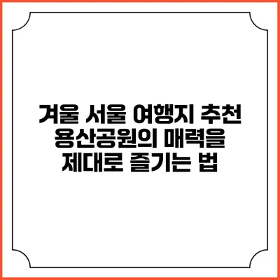 겨울 서울 여행지 추천: 용산공원의 매력을 제대로 즐기는 법