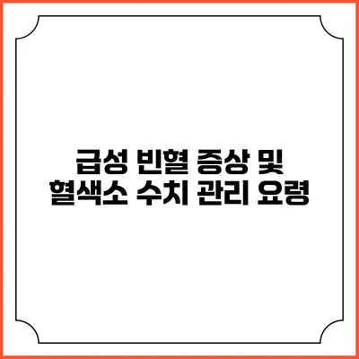 급성 빈혈 증상 및 혈색소 수치 관리 요령