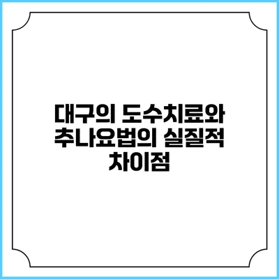 대구의 도수치료와 추나요법의 실질적 차이점