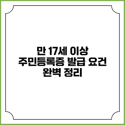 만 17세 이상 주민등록증 발급 요건 완벽 정리