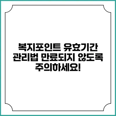 복지포인트 유효기간 관리법: 만료되지 않도록 주의하세요!