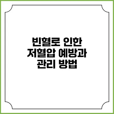 빈혈로 인한 저혈압 예방과 관리 방법