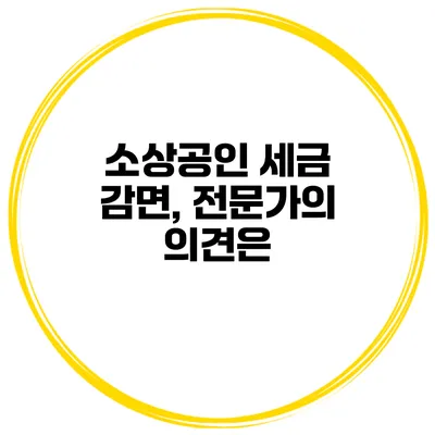 소상공인 세금 감면, 전문가의 의견은?
