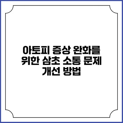 아토피 증상 완화를 위한 삼초 소통 문제 개선 방법