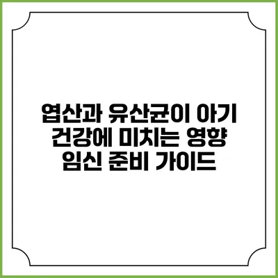 엽산과 유산균이 아기 건강에 미치는 영향: 임신 준비 가이드
