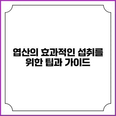 엽산의 효과적인 섭취를 위한 팁과 가이드