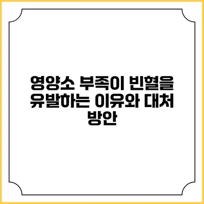 영양소 부족이 빈혈을 유발하는 이유와 대처 방안