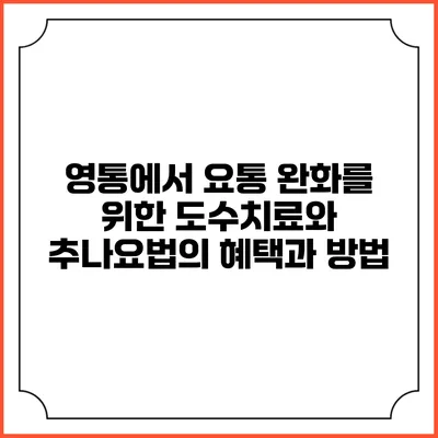 영통에서 요통 완화를 위한 도수치료와 추나요법의 혜택과 방법