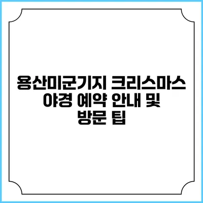 용산미군기지 크리스마스 야경: 예약 안내 및 방문 팁
