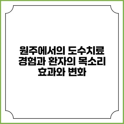 원주에서의 도수치료 경험과 환자의 목소리: 효과와 변화