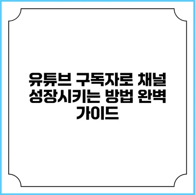 유튜브 구독자로 채널 성장시키는 방법 완벽 가이드