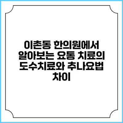 이촌동 한의원에서 알아보는 요통 치료의 도수치료와 추나요법 차이