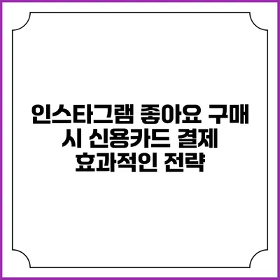 인스타그램 좋아요 구매 시 신용카드 결제 효과적인 전략