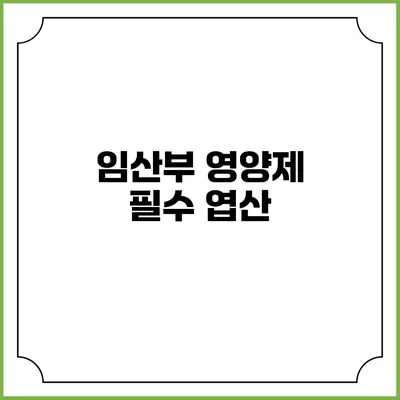 임산부 영양제 필수 엽산