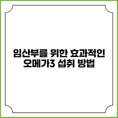임산부를 위한 효과적인 오메가3 섭취 방법