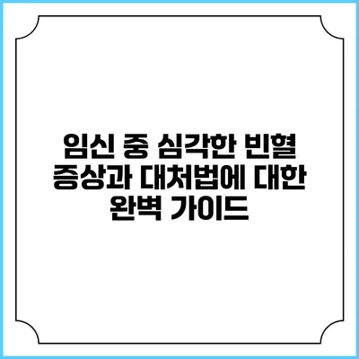 임신 중 심각한 빈혈 증상과 대처법에 대한 완벽 가이드